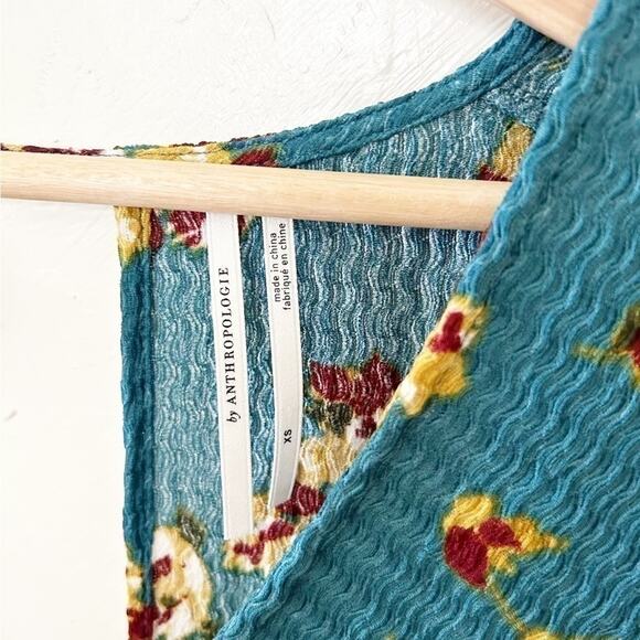 Anthropologie Novelty Orange Blue V-Neck Ruffled Sleep Mini Dress Size XS - Picture 4 of 8